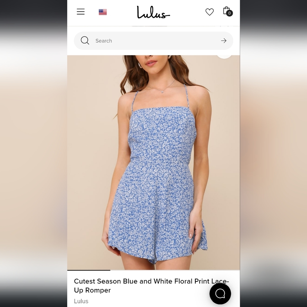 Lulus Blue Floral Print Romper Size M